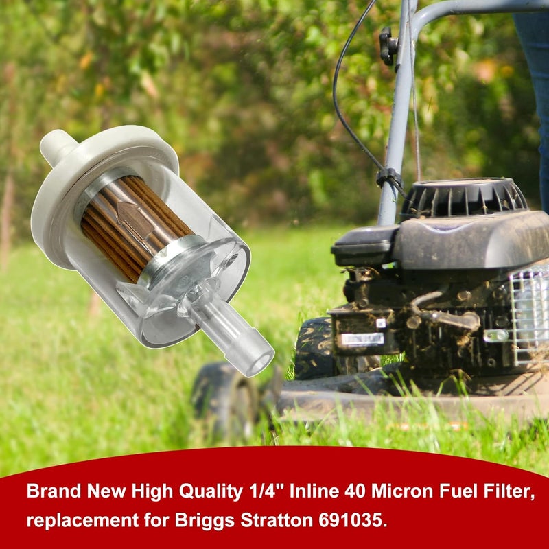 LETAYAR 1/4" Inline Fuel Cut Off Valve Straight Gas Valve and Fuel Filter for BS 691035 40 Micron with Clamps - Image 5